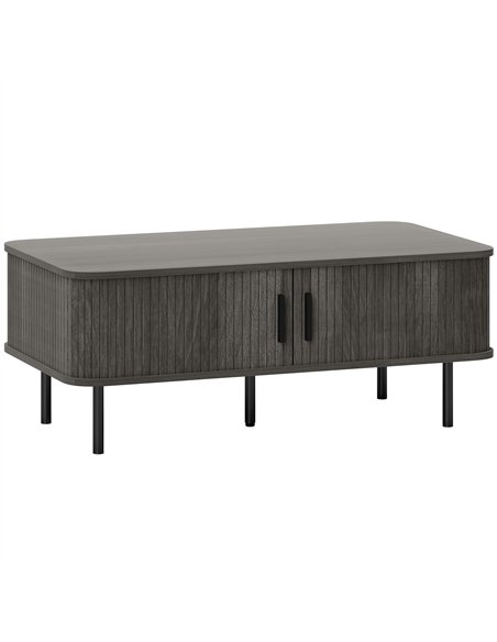 HOMCOM Coffee Table with Storage, Living Room Table with Slatted Tambour Sliding Doors and Foot Pads, Rectangular Coffee Table w - pic 165510 | FastDaddyshop