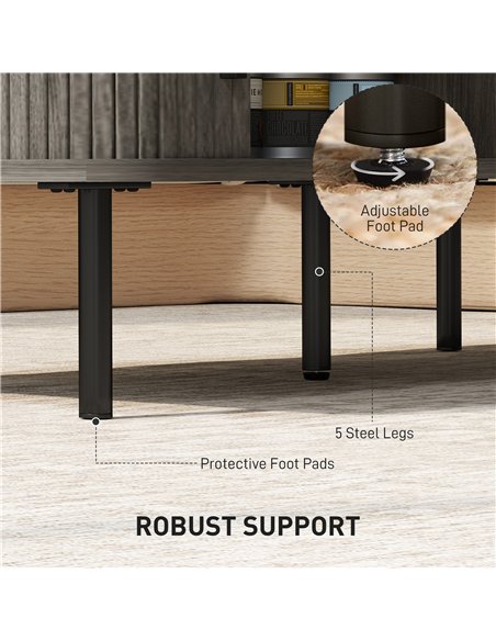 HOMCOM Coffee Table with Storage, Living Room Table with Slatted Tambour Sliding Doors and Foot Pads, Rectangular Coffee Table w - pic 165516 | FastDaddyshop