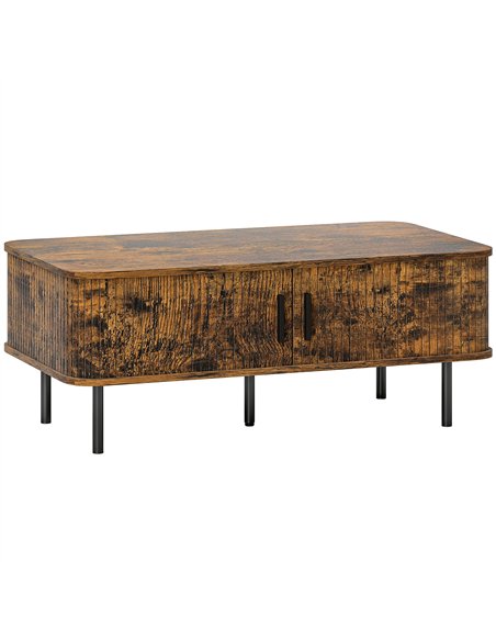 HOMCOM Coffee Table with Storage, Living Room Table with Slatted Tambour Sliding Doors and Foot Pads, Rectangular Coffee Table w - pic 165519 | FastDaddyshop