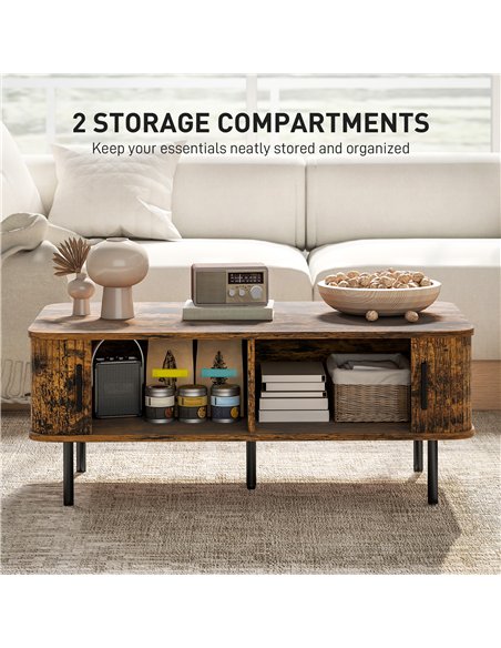 HOMCOM Coffee Table with Storage, Living Room Table with Slatted Tambour Sliding Doors and Foot Pads, Rectangular Coffee Table w - pic 165524 | FastDaddyshop