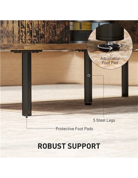 HOMCOM Coffee Table with Storage, Living Room Table with Slatted Tambour Sliding Doors and Foot Pads, Rectangular Coffee Table w - pic 165525 | FastDaddyshop