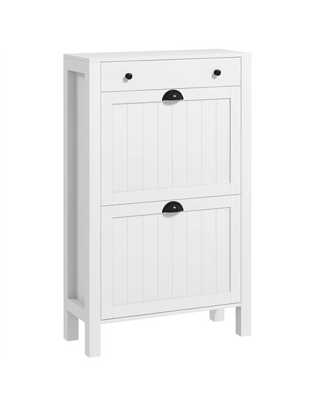 HOMCOM Narrow Shoe Cabinet with 2 Flip Drawers and Adjustable Shelves, White - pic 165528 | FastDaddyshop