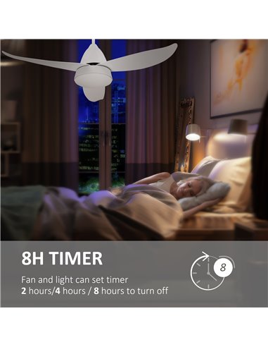 Homcom Reversible Ceiling Fan with Light, 3 Blades, Remote Controller, White