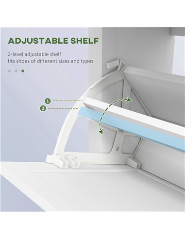 HOMCOM Narrow Shoe Cabinet with 2 Flip Drawers and Adjustable Shelves, White