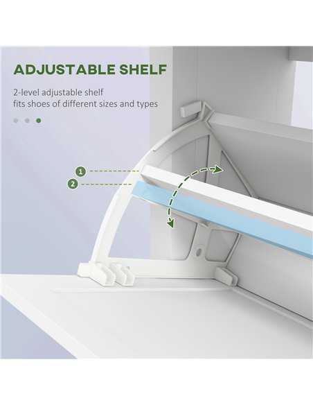 HOMCOM Narrow Shoe Cabinet with 2 Flip Drawers and Adjustable Shelves, White - pic 165532 | FastDaddyshop