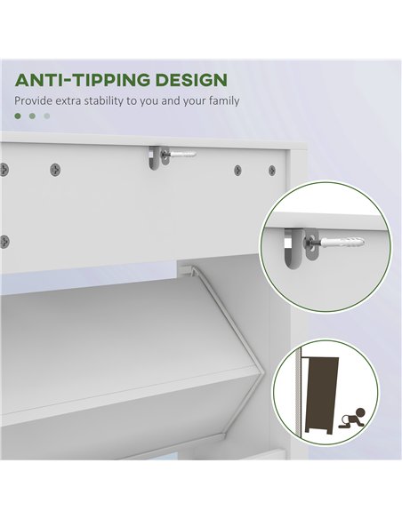 HOMCOM Narrow Shoe Cabinet with 2 Flip Drawers and Adjustable Shelves, White - pic 165534 | FastDaddyshop