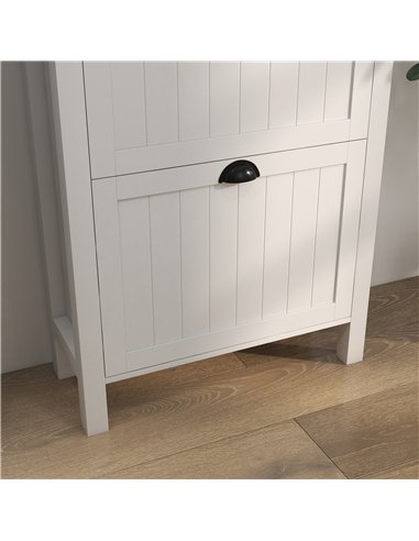 HOMCOM Narrow Shoe Cabinet with 2 Flip Drawers and Adjustable Shelves, White