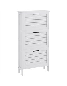 HOMCOM Narrow Shoe Cabinet with 3 Flip Drawers - White