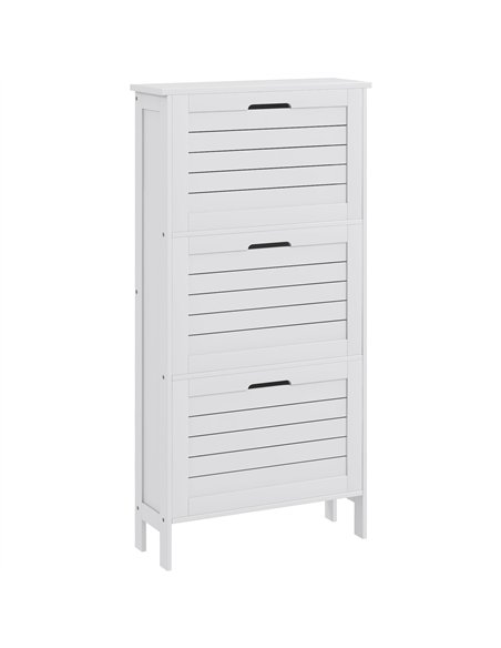 HOMCOM Narrow Shoe Cabinet with 3 Flip Drawers - White - pic 165537 | FastDaddyshop