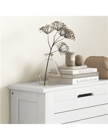HOMCOM Narrow Shoe Cabinet with 3 Flip Drawers - White