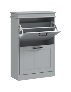 HOMCOM Two-Drawer Minimalistic Shoe Storage Cabinet, for 10 Shoes, Grey