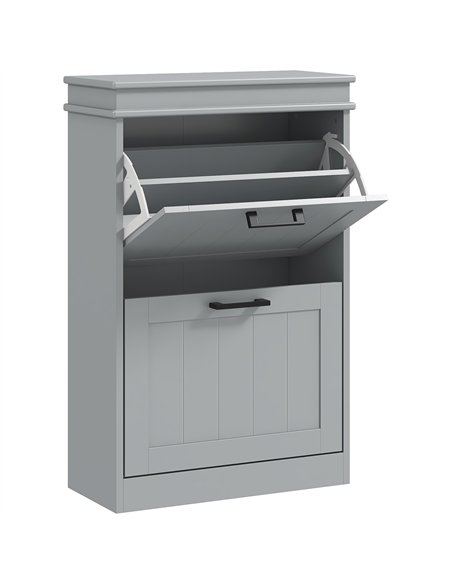 HOMCOM Two-Drawer Minimalistic Shoe Storage Cabinet, for 10 Shoes, Grey - pic 165555 | FastDaddyshop
