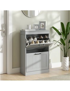 HOMCOM Two-Drawer Minimalistic Shoe Storage Cabinet, for 10 Shoes, Grey 2