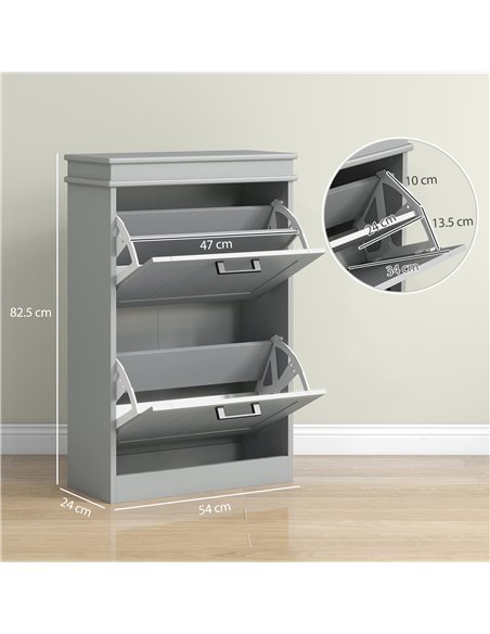 HOMCOM Two-Drawer Minimalistic Shoe Storage Cabinet, for 10 Shoes, Grey - pic 165557 | FastDaddyshop