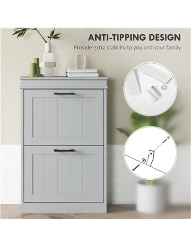 HOMCOM Two-Drawer Minimalistic Shoe Storage Cabinet, for 10 Shoes, Grey
