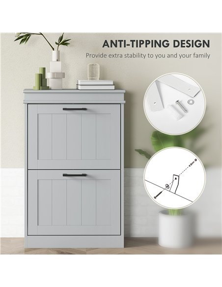 HOMCOM Two-Drawer Minimalistic Shoe Storage Cabinet, for 10 Shoes, Grey - pic 165560 | FastDaddyshop