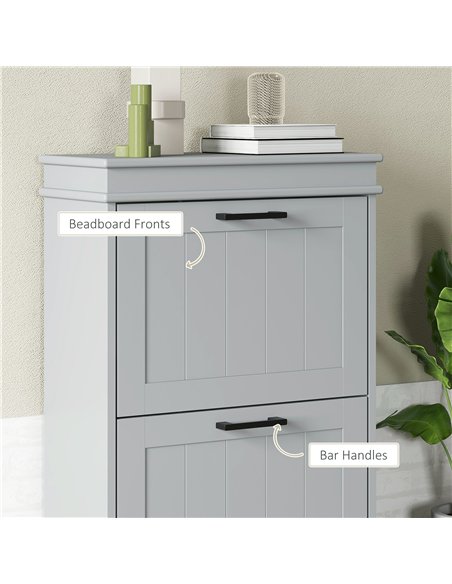HOMCOM Two-Drawer Minimalistic Shoe Storage Cabinet, for 10 Shoes, Grey - pic 165561 | FastDaddyshop