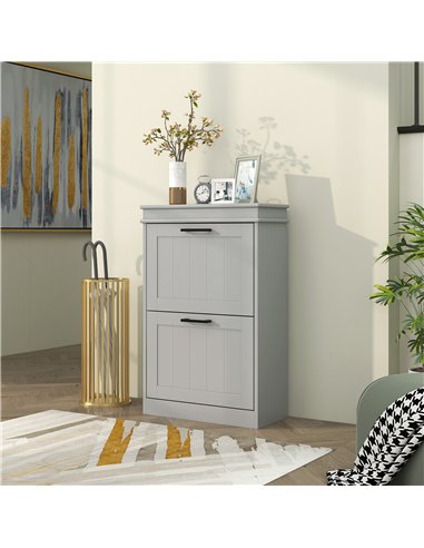 HOMCOM Two-Drawer Minimalistic Shoe Storage Cabinet, for 10 Shoes, Grey