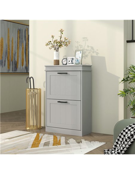 HOMCOM Two-Drawer Minimalistic Shoe Storage Cabinet, for 10 Shoes, Grey - pic 165562 | FastDaddyshop
