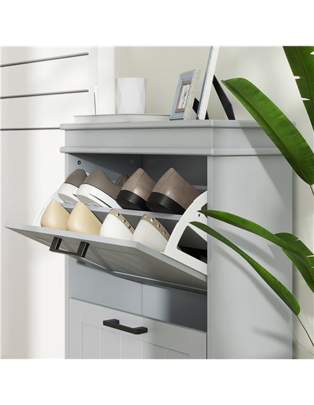 HOMCOM Two-Drawer Minimalistic Shoe Storage Cabinet, for 10 Shoes, Grey - pic 165563 | FastDaddyshop