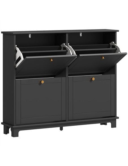 HOMCOM Narrow Shoe Storage Cabinet, Slim Shoe Cabinet with 4 Flip Drawers, Adjustable Shelves for 16 Pairs of Shoes, Black - pic 165564 | FastDaddyshop