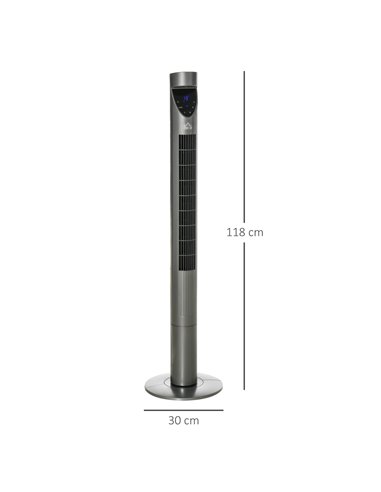 Homcom 46" Tower Fan Cooling with Ionizer, Air Filter, Oscillating, 3 Speed, Timer, Remote, Grey