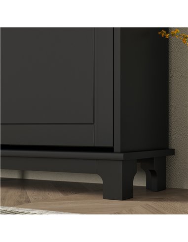 HOMCOM Narrow Shoe Storage Cabinet, Slim Shoe Cabinet with 4 Flip Drawers, Adjustable Shelves for 16 Pairs of Shoes, Black