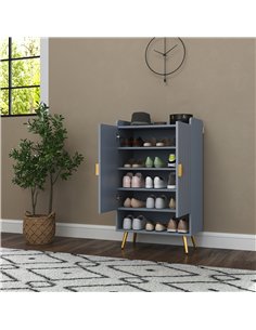 HOMCOM Modern Shoe Cabinet with 2 Doors, Open Shelf and Adjustable Shelves, 15 Pair Hallway Shoe Cupboard, Entryway Storage Unit 2