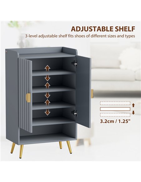HOMCOM Modern Shoe Cabinet with 2 Doors, Open Shelf and Adjustable Shelves, 15 Pair Hallway Shoe Cupboard, Entryway Storage Unit - pic 165586 | FastDaddyshop