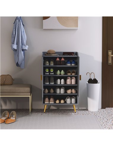 HOMCOM Modern Shoe Cabinet with 2 Doors, Open Shelf and Adjustable Shelves, 15 Pair Hallway Shoe Cupboard, Entryway Storage Unit