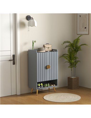 HOMCOM Modern Shoe Cabinet with 2 Doors, Open Shelf and Adjustable Shelves, 15 Pair Hallway Shoe Cupboard, Entryway Storage Unit