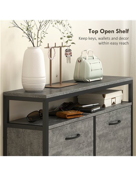 HOMCOM Shoe Storage Cabinet with 4 Flip Drawers and Open Shelf - Cement Grey - pic 165613 | FastDaddyshop