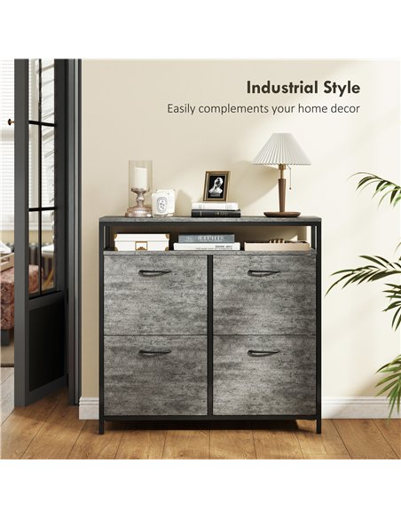 HOMCOM Shoe Storage Cabinet with 4 Flip Drawers and Open Shelf - Cement Grey - pic 165615 | FastDaddyshop