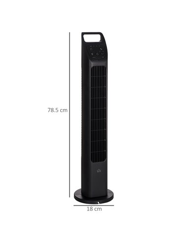 Homcom 31" Oscillating Tower Fan with Remote, Timer, 3 Speed, Black