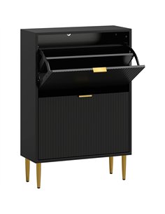 HOMCOM Narrow Shoe Cabinet with 2 Flip Drawers - Black