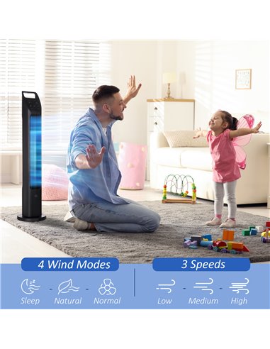 Homcom 31" Oscillating Tower Fan with Remote, Timer, 3 Speed, Black