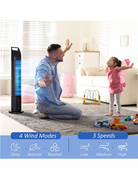 Homcom 31" Oscillating Tower Fan with Remote, Timer, 3 Speed, Black - pic 16566 | FastDaddyshop