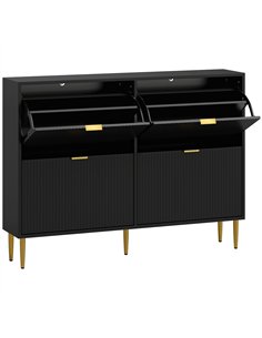 HOMCOM Narrow Shoe Cabinet with 4 Flip Drawers - Black