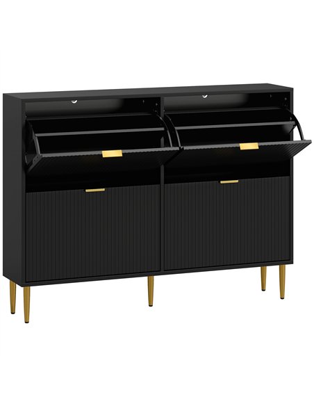 HOMCOM Narrow Shoe Cabinet with 4 Flip Drawers - Black - pic 165663 | FastDaddyshop
