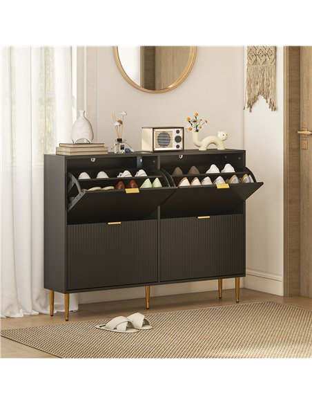 HOMCOM Narrow Shoe Cabinet with 4 Flip Drawers - Black - pic 165664 | FastDaddyshop