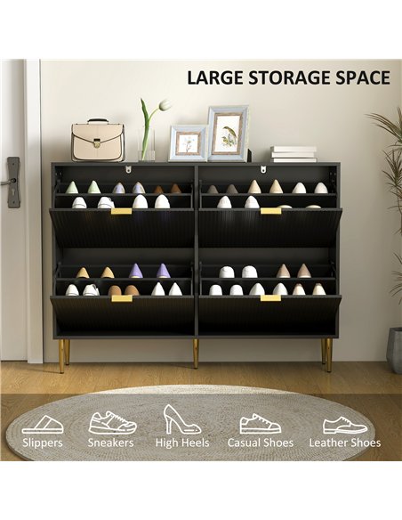 HOMCOM Narrow Shoe Cabinet with 4 Flip Drawers - Black - pic 165667 | FastDaddyshop