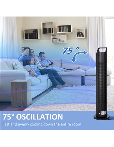 Homcom 31" Oscillating Tower Fan with Remote, Timer, 3 Speed, Black