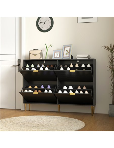 HOMCOM Narrow Shoe Cabinet with 4 Flip Drawers - Black - pic 165670 | FastDaddyshop