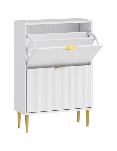 HOMCOM Narrow Shoe Cabinet with 2 Flip Drawers - White - pic 165672 | FastDaddyshop