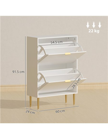 HOMCOM Narrow Shoe Cabinet with 2 Flip Drawers - White - pic 165674 | FastDaddyshop