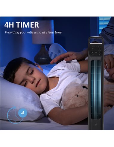 Homcom 31" Oscillating Tower Fan with Remote, Timer, 3 Speed, Black