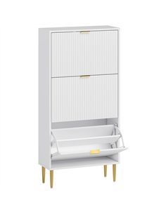 HOMCOM Narrow Shoe Cabinet with 3 Flip Drawers - White