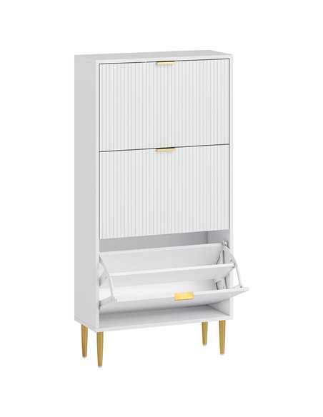 HOMCOM Narrow Shoe Cabinet with 3 Flip Drawers - White - pic 165681 | FastDaddyshop