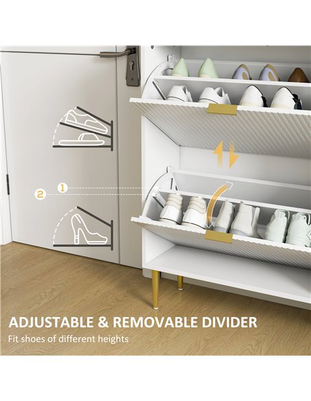 HOMCOM Narrow Shoe Cabinet with 3 Flip Drawers - White - pic 165686 | FastDaddyshop