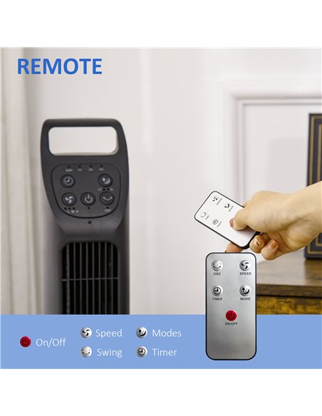Homcom 31" Oscillating Tower Fan with Remote, Timer, 3 Speed, Black - pic 16569 | FastDaddyshop